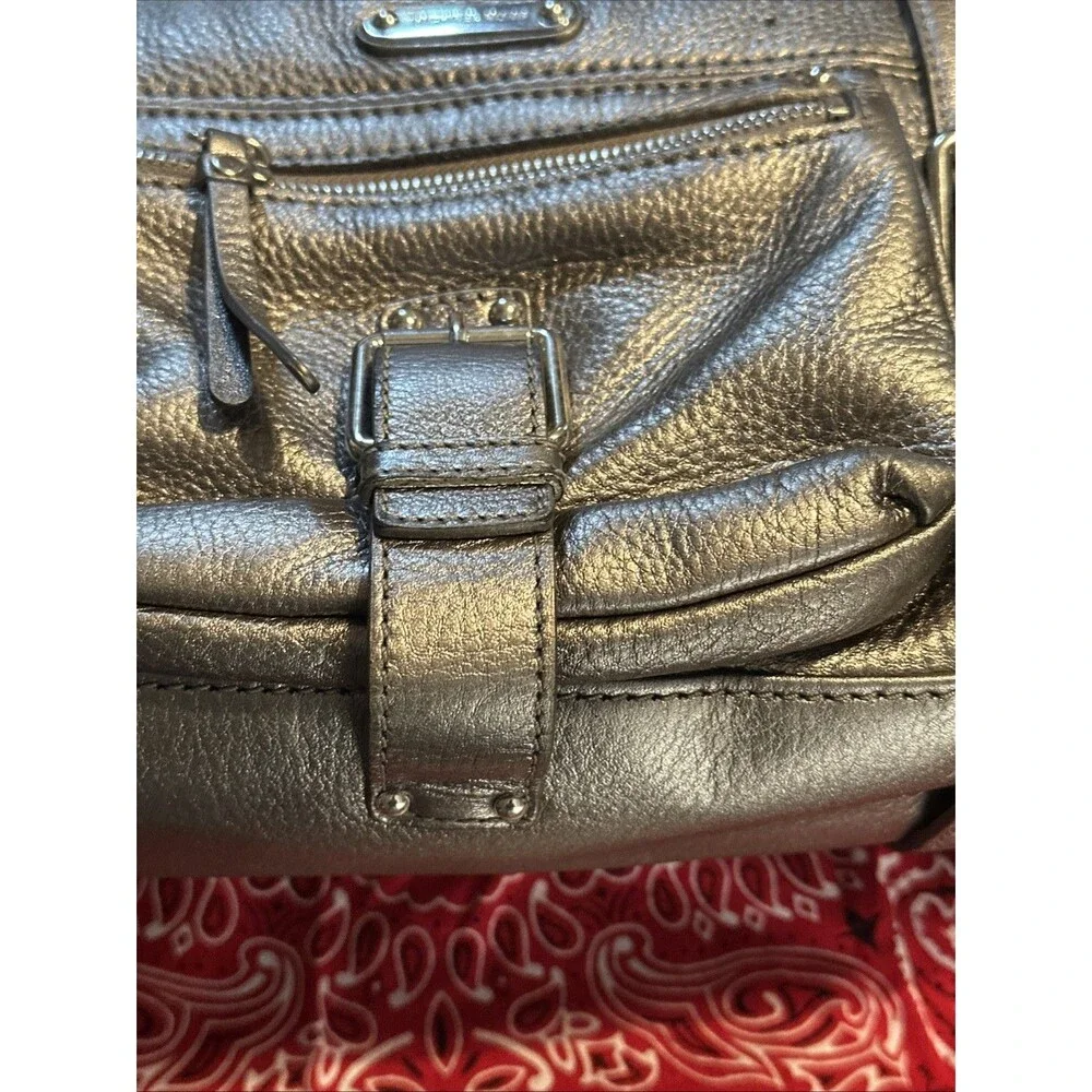 Michael Kors Large Metallic Silver Leather Shoulder Bag